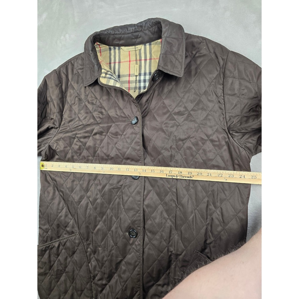 Burberry London Diamond Quilted Jacket Women XL Brown Nova Check Lining - Picture 5 of 16